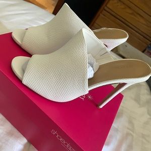 Snake print mule heels